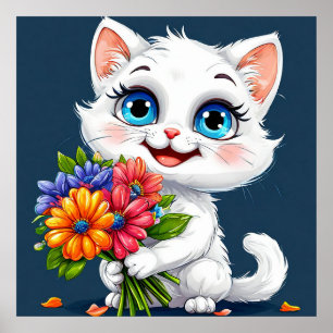 Niedliche Cartoon-Katze Poster