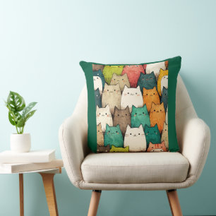 Niedliche Cartoon Katzen in lebhaften Farben Kissen
