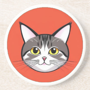 Niedliche Cartoon-Katzenfläche mit fett grafischem Getränkeuntersetzer
