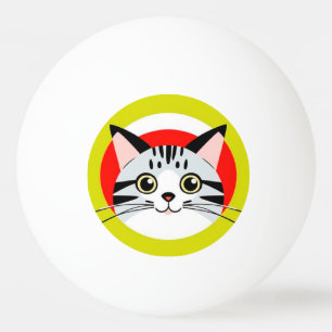 Niedliche Cartoon-Katzenfläche mit fett grafischem Tischtennisball