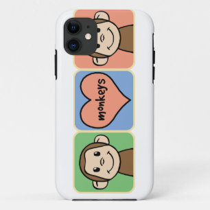 Niedliche Cartoon-Klipp-Kunst-Affen mit Herz-Liebe Case-Mate iPhone Hülle