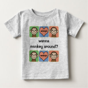 Niedliche Cartoon-Klipp-Kunst wollen Monkey herum? Baby T-shirt