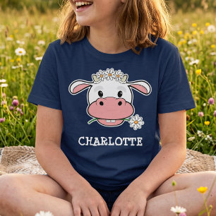 Niedliche Cartoon Kuh Individuelle Name Farm Tie T-Shirt