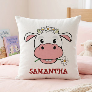 Niedliche Cartoon Kuh Individuelle Name Farmkiss Kissen
