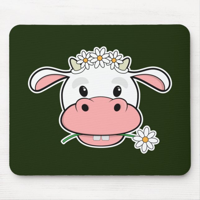 Niedliche Cartoon Kuh | Kawaii Farm Animal Mouse P Mousepad (Vorne)