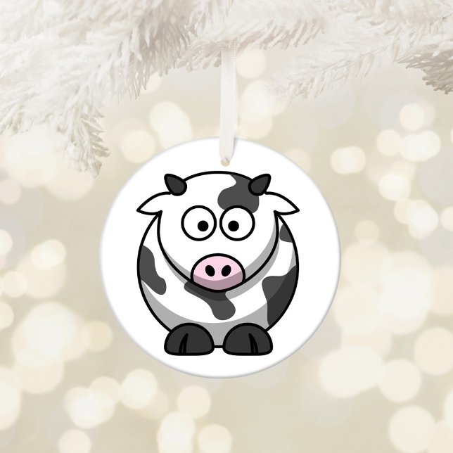 Niedliche Cartoon Kuh Keramikornament (Cute Cow Customizable Ornament)
