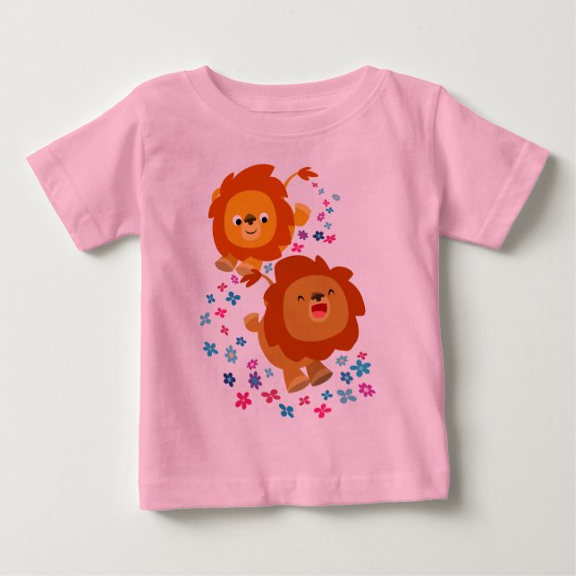 Niedliche Cartoon Löwen im Garden Baby T - Shirt (Vorderseite)
