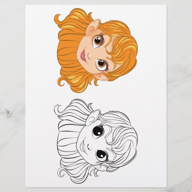 Niedliche Cartoon-Mädchenkopfseite Flyer (Vorne)