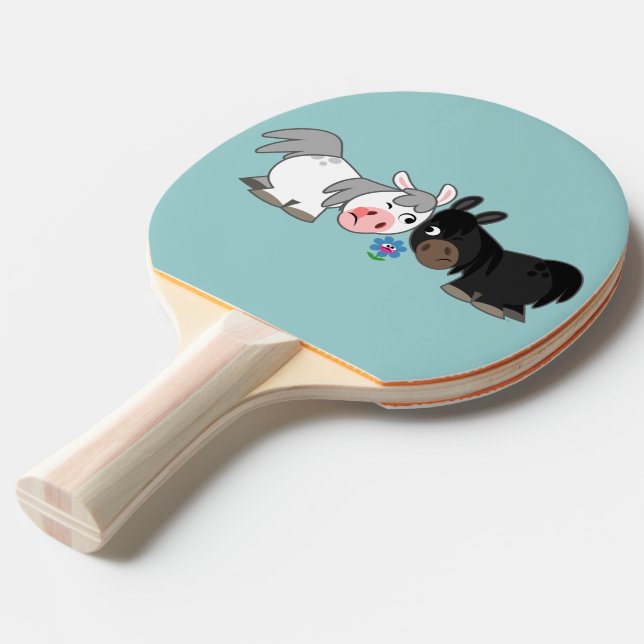 Niedliche Cartoon Ponies Standoff Ping Pong Paddle Tischtennis Schläger (Vorderseite)
