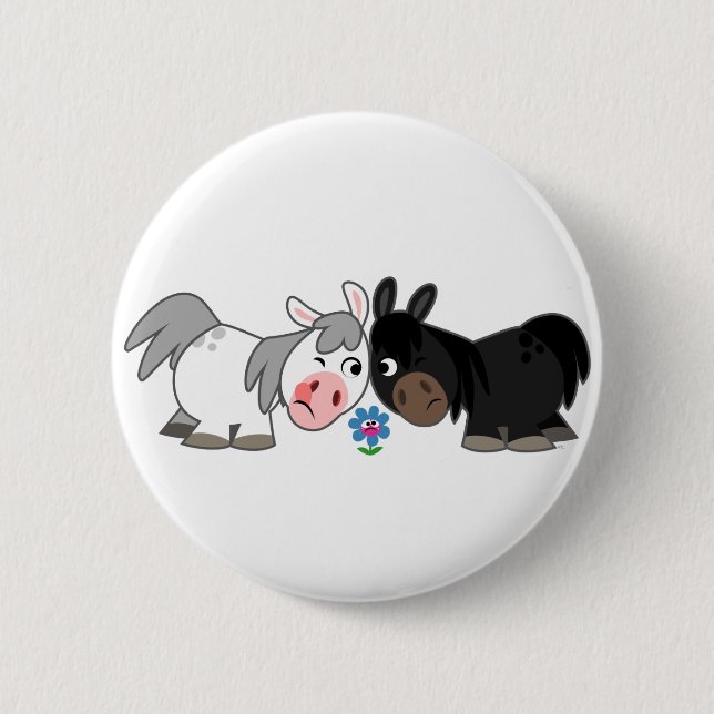 Niedliche Cartoon Ponys Standoff Button Abzeichen (Vorderseite)