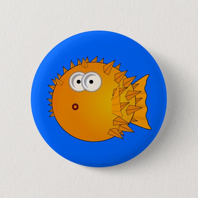 Niedliche Cartoon-Puffer-Fische Button (Vorderseite)
