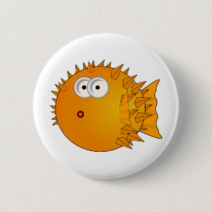 Niedliche Cartoon-Puffer-Fische Button