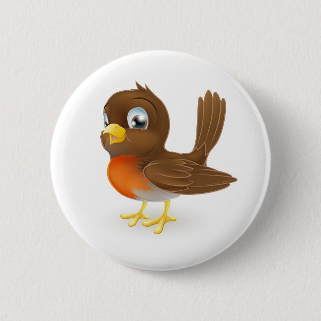 Niedliche Cartoon Robin-Illustration Button (Vorderseite)
