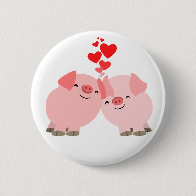 Niedliche Cartoon-Schweine im Button (Vorderseite)