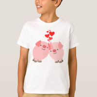 Niedliche Cartoon-Schweine im Liebe-KinderT -