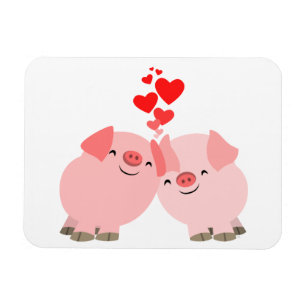 Niedliche Cartoon Schweine im Premium Magnet der L