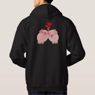 Niedliche Cartoon Schweine in Liebe Hoodie