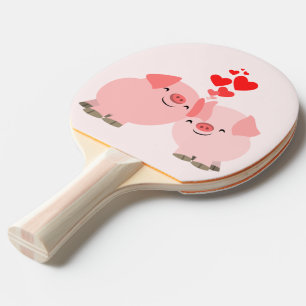 Niedliche Cartoon Schweine in Liebe Ping Pong Padd Tischtennis Schläger