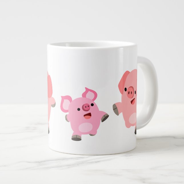 Niedliche Cartoon-Schweine Jumbo-Tasse (Vorderseite Rechts)
