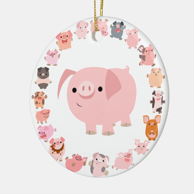 Niedliche Cartoon-Schweinmandala-Verzierung Keramik Ornament (Links)