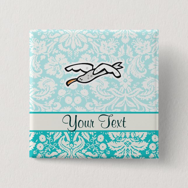 Niedliche Cartoon-Seemöwe Button (Vorderseite)