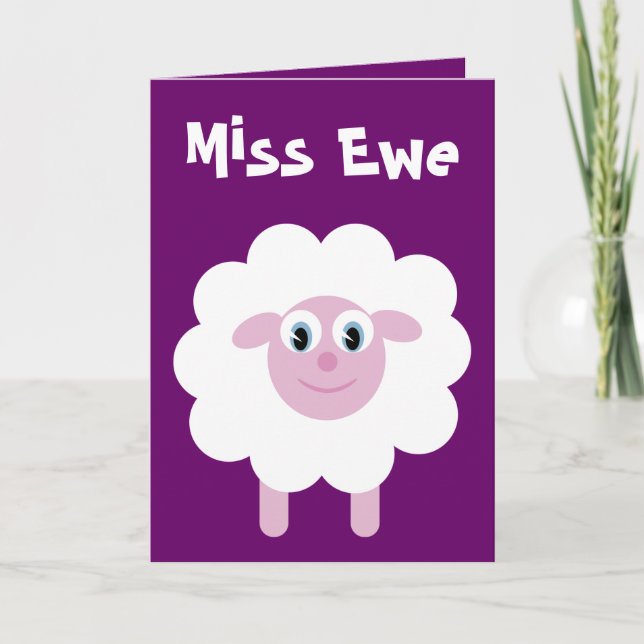 Niedliche Cartoon Sheep Miss Ewe individuell anpas Karte (Vorderseite)