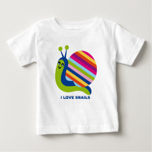 Niedliche Cartoon Snails - I Liebe Snacks Baby T-shirt