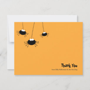 Niedliche Cartoon Spiders Flat Danke Notiz Mitteilungskarte