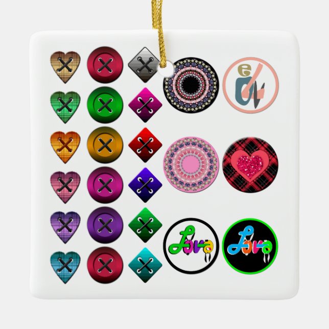 Niedliche Cartoon Tasten hell farbig weiß Backgro Keramikornament (Vorderseite)