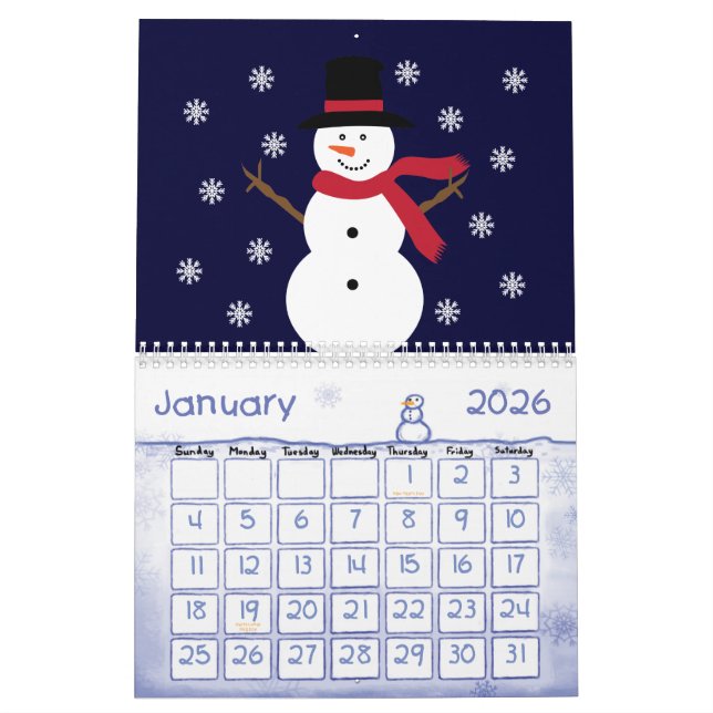 Niedliche Cartoon-Tier-u. Kinderillustrationen Kalender (Jan 2026)