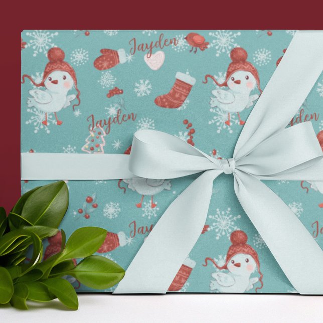 Niedliche Cartoon Tiere Personalisierte Umschlagpa Geschenkpapier (Cute Cartoon Animals Personalized Wrapping Paper
)