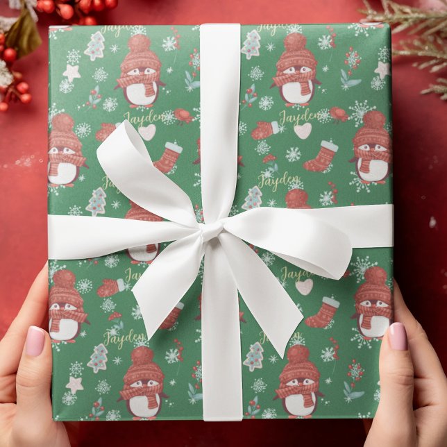Niedliche Cartoon Tiere Pinguin-Papier Geschenkpapier (Cute Cartoon Animals Penguin Custom Wrapping Paper
)
