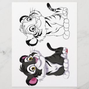 Niedliche Cartoon-Tigerfarbseite Flyer