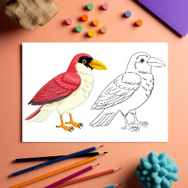 Niedliche Cartoon-Vogelfarbseite Flyer