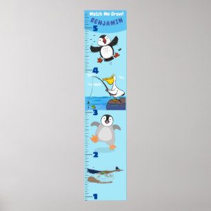 Niedliche Cartoon-Wachstumstabelle für lustige Vög Poster
