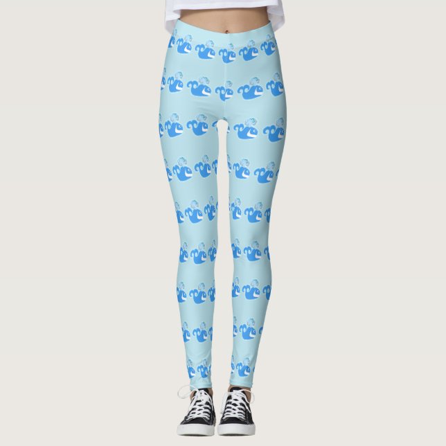 Niedliche Cartoon Wale Fun Ocean Characters Leggings (Vorderseite)