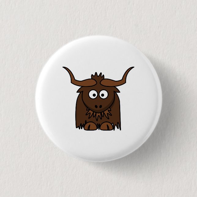 Niedliche Cartoon-Yak Button (Vorderseite)
