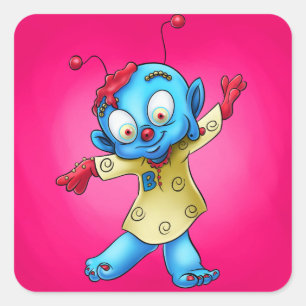 niedliche Cartoonaufkleber Quadratischer Aufkleber