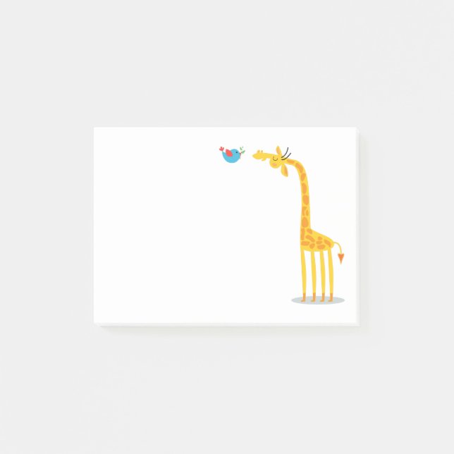 Niedliche Cartoongiraffe und -vogel Post-it Klebezettel (Vorderseite)