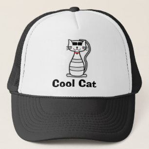 Niedliche Cartoonkatze der coolen Katze mit Truckerkappe