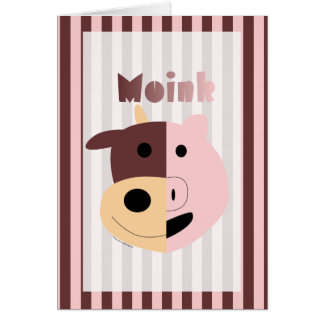 Niedliche Cartoonkuh + Schwein = Moink Karte