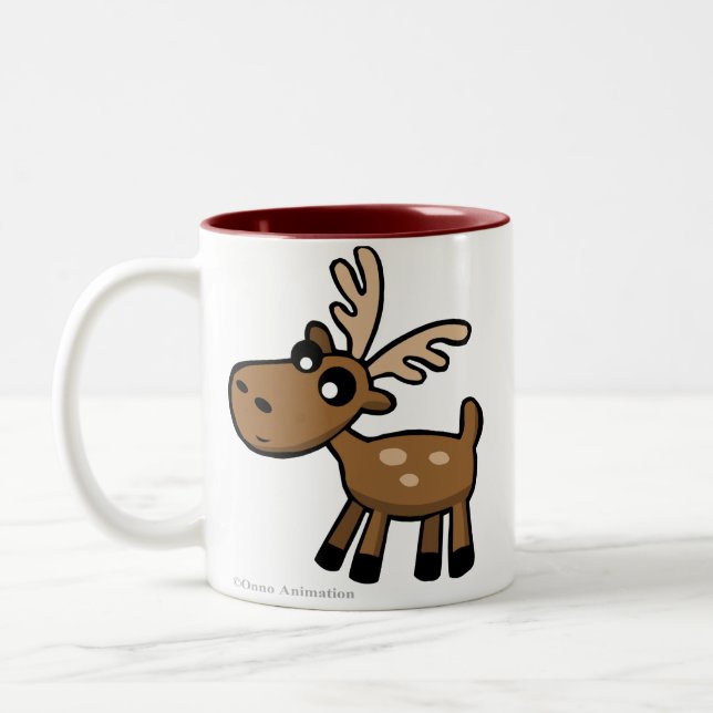 Niedliche Cartoonschokolade Elche von Kanada-Tasse Zweifarbige Tasse (Links)