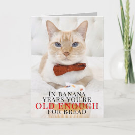 Niedliche Cat Banana Cake Snarky Geburtstags Grußk Karte
