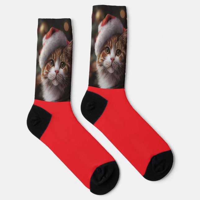 NIEDLICHE CAT-CHRISTMAS-SOCKS SOCKEN (Rechts)