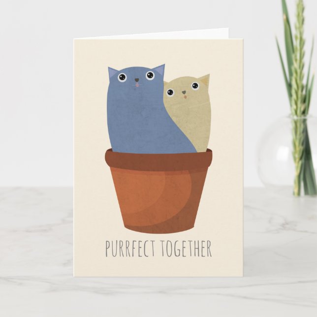 Niedliche Cat Couple Note Card individuell anpassb (Vorderseite)