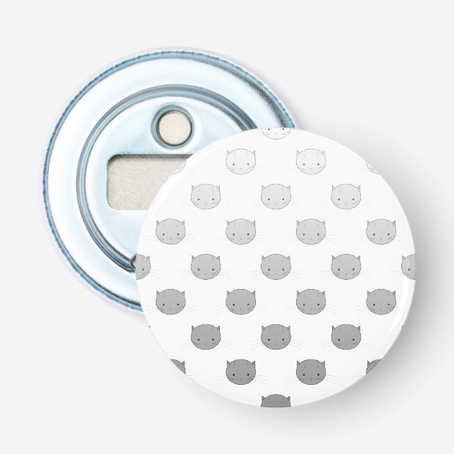 Niedliche Cat Faces Muster Grau Flaschenöffner (Vorderseite)