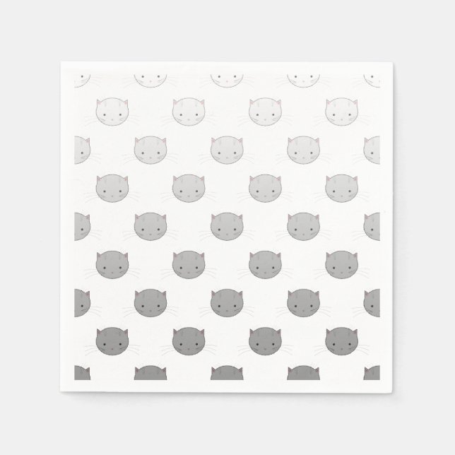 Niedliche Cat Faces Muster Grau Serviette (Vorderseite)