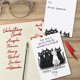 Niedliche Cat Friends Valentinstag Kinder Klassenz Begleitkarte