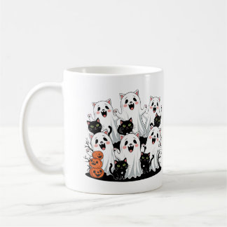 Niedliche Cat-Ghost & Pumpkin Halloween-Tasse Kaffeetasse