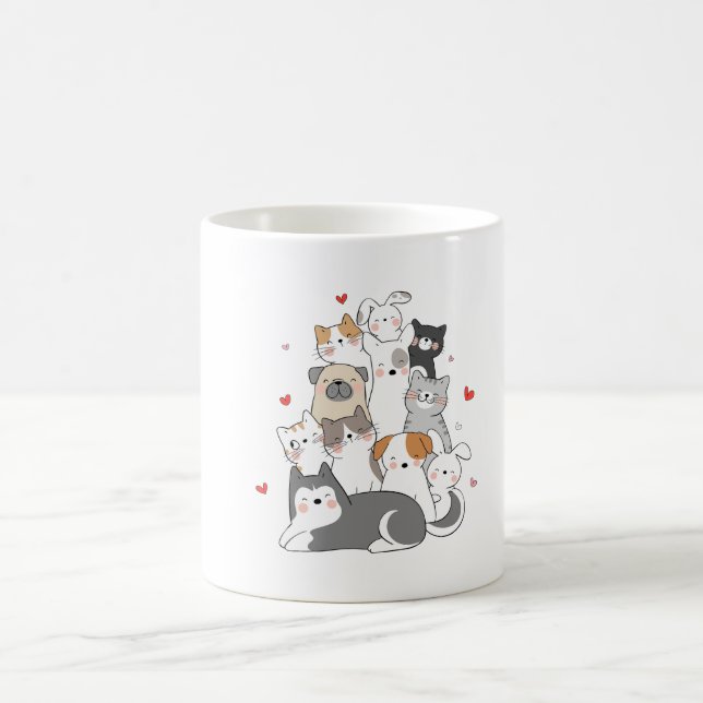 NIEDLICHE CAT-GRUPPE | KATZE LOVERS DESIGN KAUFEN  KAFFEETASSE (Mittel)